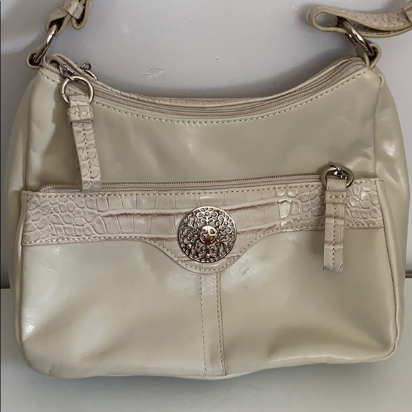 Giani Bernini off white glaze double zip hobo bag - Picture 2 of 10